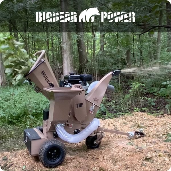 BigBear Power BBC31E Tornadic Wood Chipper 3" 7 HP Shredder with Vacuum Gas Powered Commercial Electric Start New