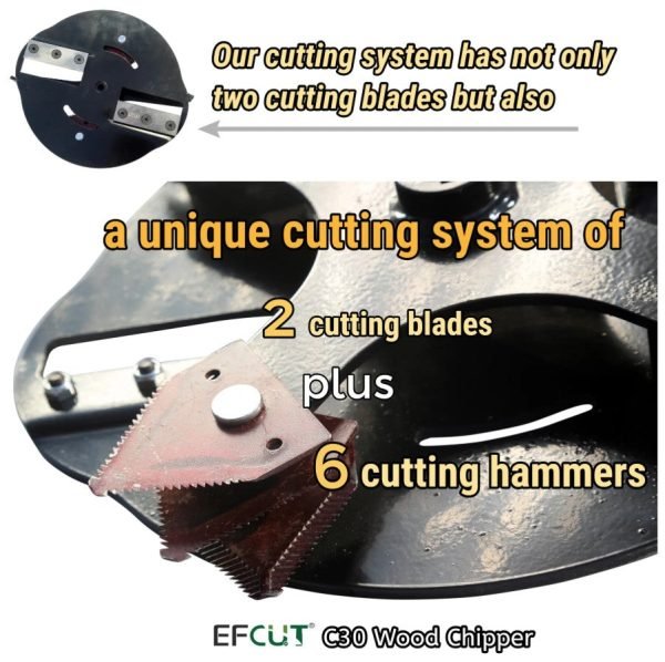 EFCUT C30 Wood Chipper 3" Horizontal 7 HP 212cc 4-stroke Gas-Powered 20:1 Reduction Ratio New