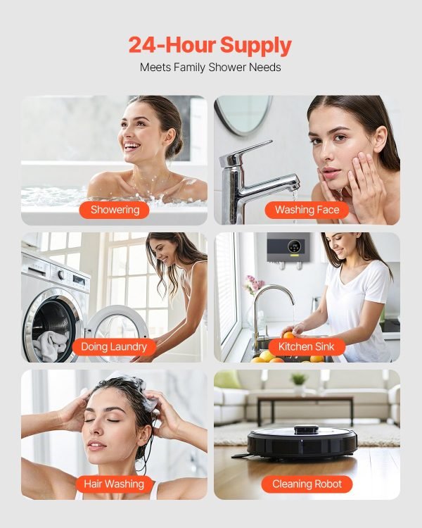 Vevor Tankless Electric Water Heater 36kW Instant Hot with LCD Touchscreen New